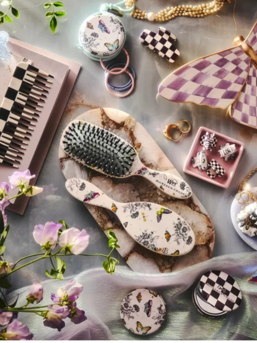 Wet Brush x MacKenzie Childs OG Detangler Hair Brush - Butterfly Toile